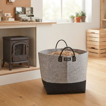 Pellet-opbergtas van vilt – 60 liter / 40 kg - Zwart/Grijs
