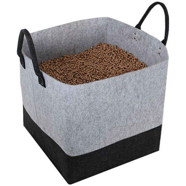 Pellet-opbergtas van vilt – 60 liter / 40 kg - Zwart/Grijs