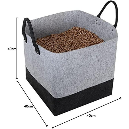 Pellet-opbergtas van vilt – 60 liter / 40 kg - Zwart/Grijs
