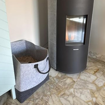 Pellet-opbergtas van vilt – 60 liter / 40 kg - Zwart/Grijs