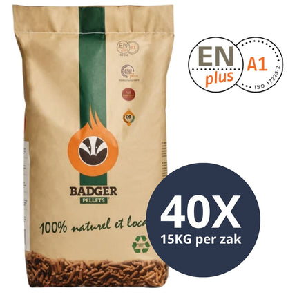 Badger - Premium Quality Houtpellets - Enplus A1 - 100% Naaldhout - Per losse zak