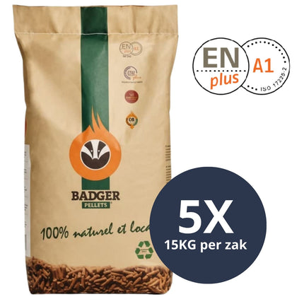 Badger - Premium Quality Houtpellets - Enplus A1 - 100% Naaldhout - Per losse zak