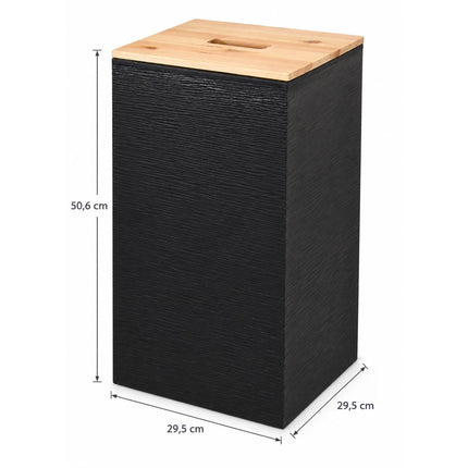 Kunstof Pelletbox met houten deksel voor 20 kg pellets - 36 Liter - Zwart