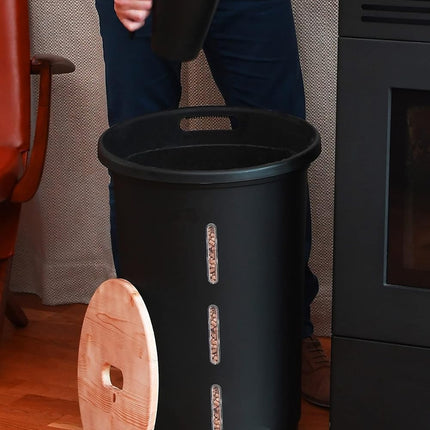 Houtpellets Opslag met Deksel - 38L - 25Kg - 60,5cm - Kunststof