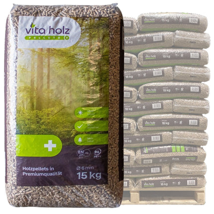 VITA HOLZ Houtpellets – 100% Naaldhout – ENplus A1 – 990KG - Incl bezorging